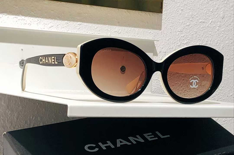 CH0551 Sunglasses Black Cream Gradient Brown