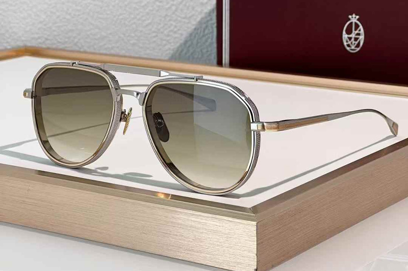 Commander Sunglasses Silver Gradient Green