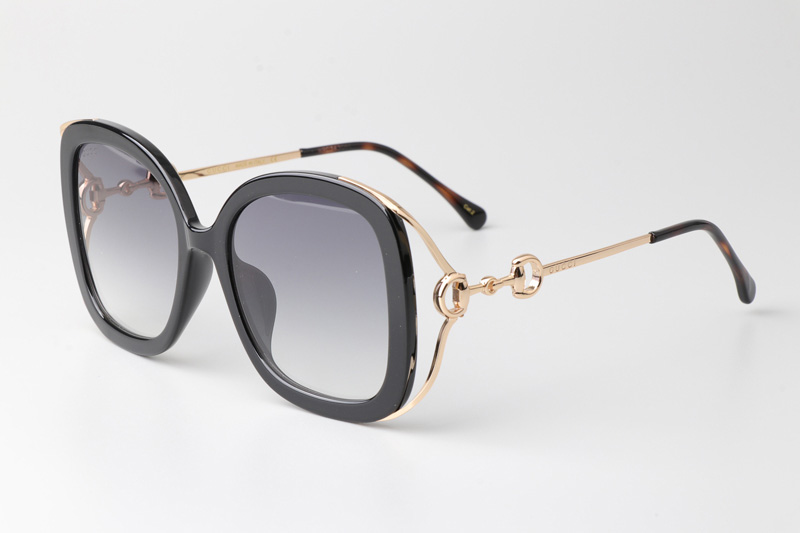 GG1021S Sunglasses Black Gold Gradient Gray