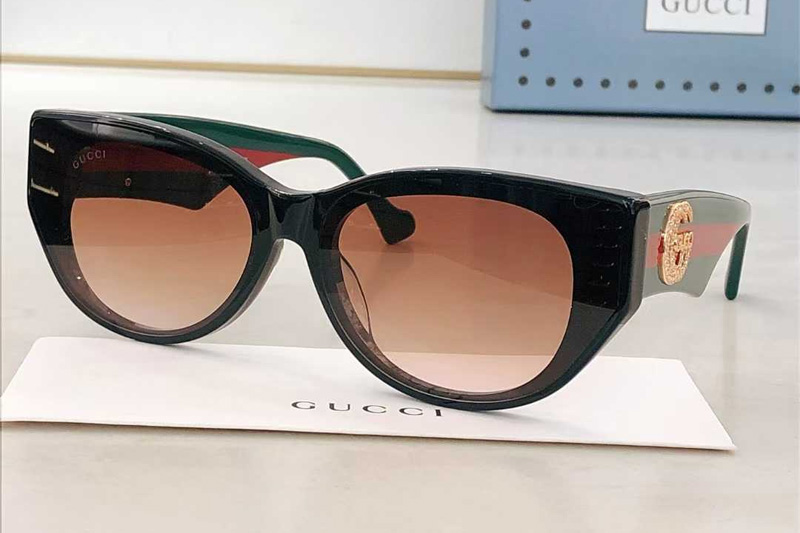 GG1642 Sunglasses Black Gold Gradient Brown