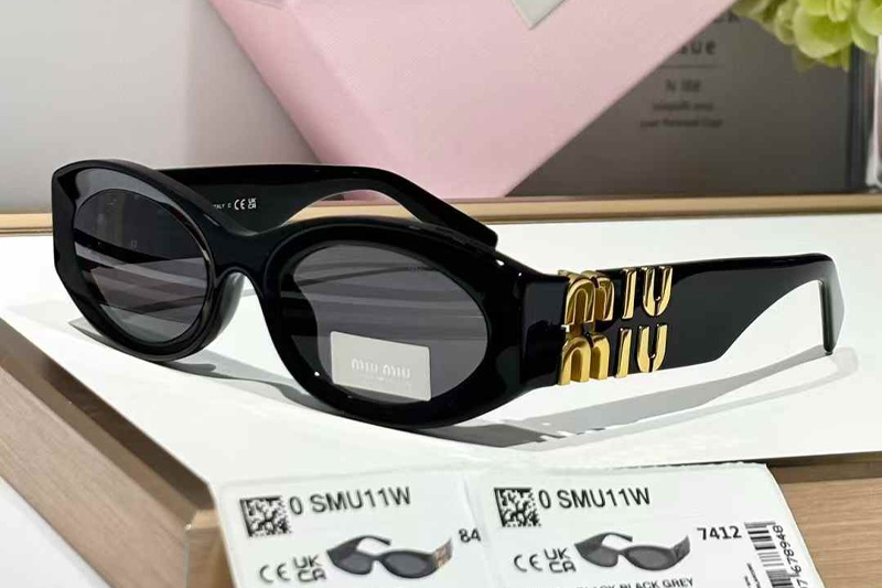 SMU11W Sunglasses Black Gold Gray