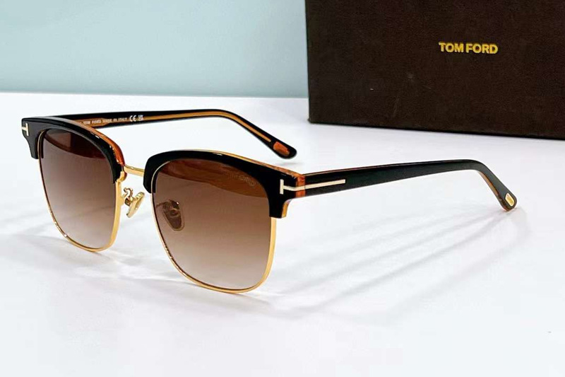 TF1139K Sunglasses Black Brown Gold Gradient Brown