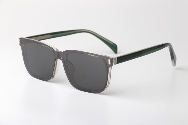 WT7201 Eyeglasses Transparent Green Gray Clips
